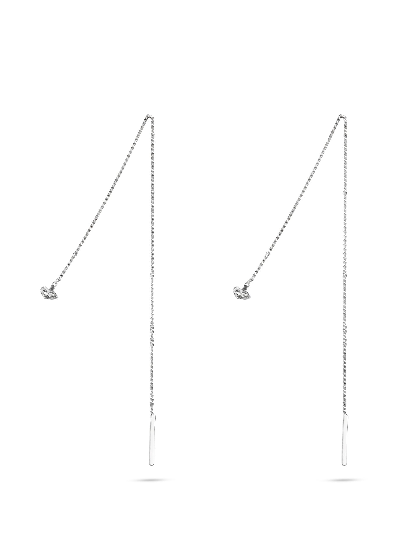 Raw Threader Chain Earrings Silver - NO MORE ACCESSORIES