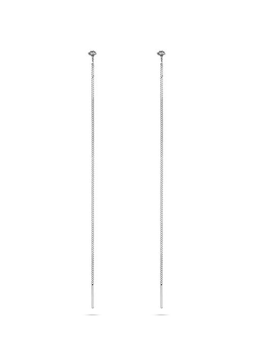 Raw Threader Chain Earrings Silver