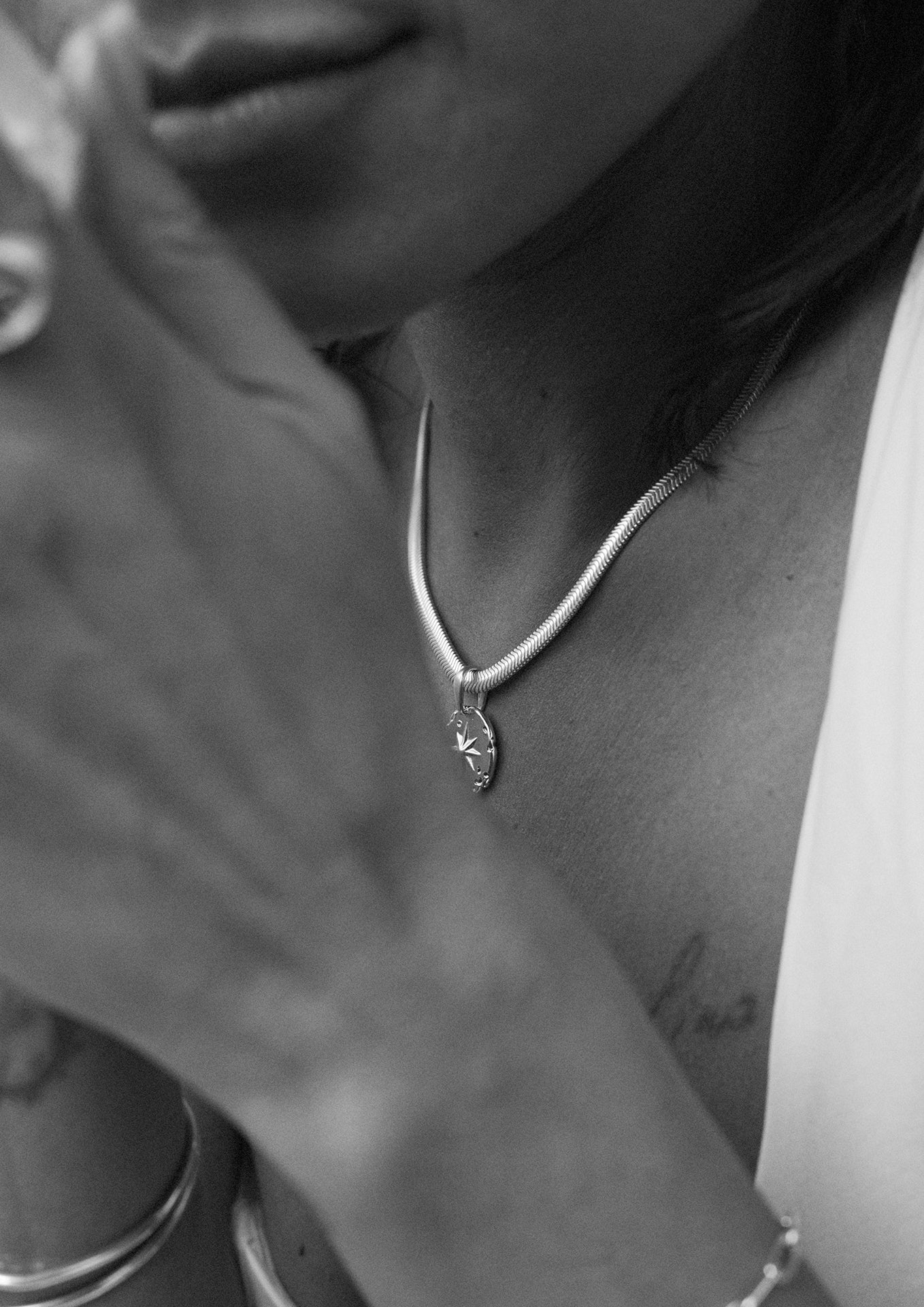 Star Signet Snake Necklace Silver - NO MORE ACCESSORIES
