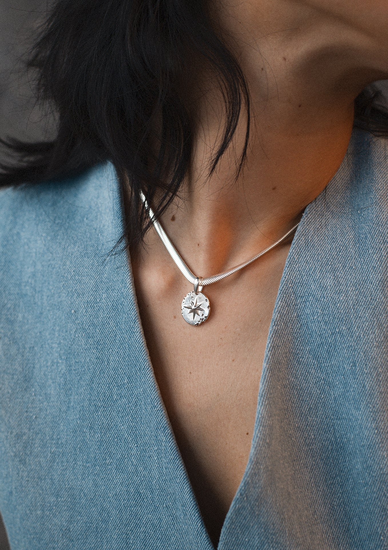Star Signet Snake Necklace Silver - NO MORE ACCESSORIES